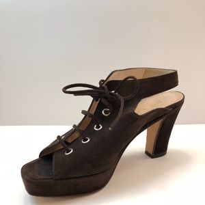 PRADA brown, peep toe heels